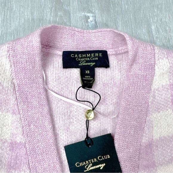 Charter Club Luxury Women's 100% Cashmere Pink Gingham Sleeveless Sweater Vest - Picture 3 of 6